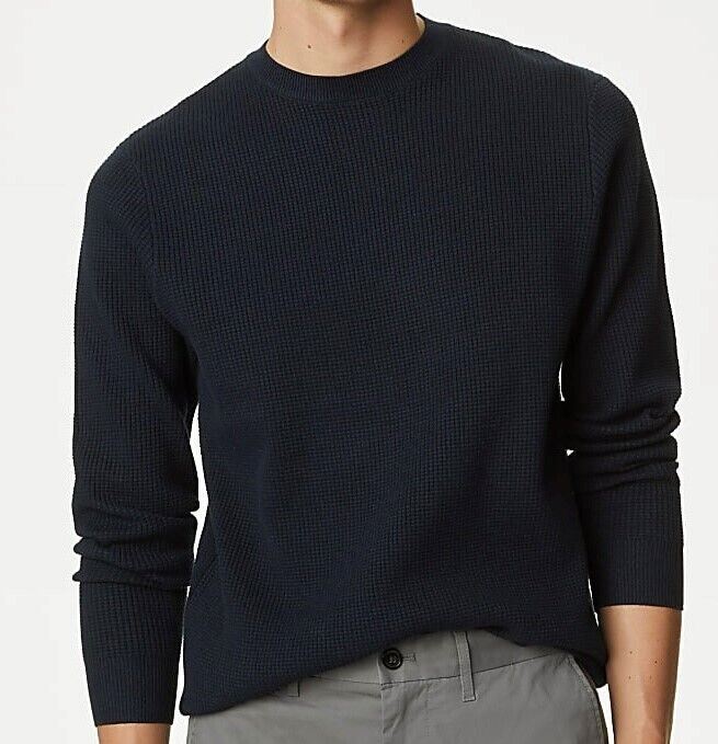 M*S MENS JUMPER SWEATER KNIT TEXTURED Top Knitted Jumper Pullover thick TOP  - Picture 9 of 9