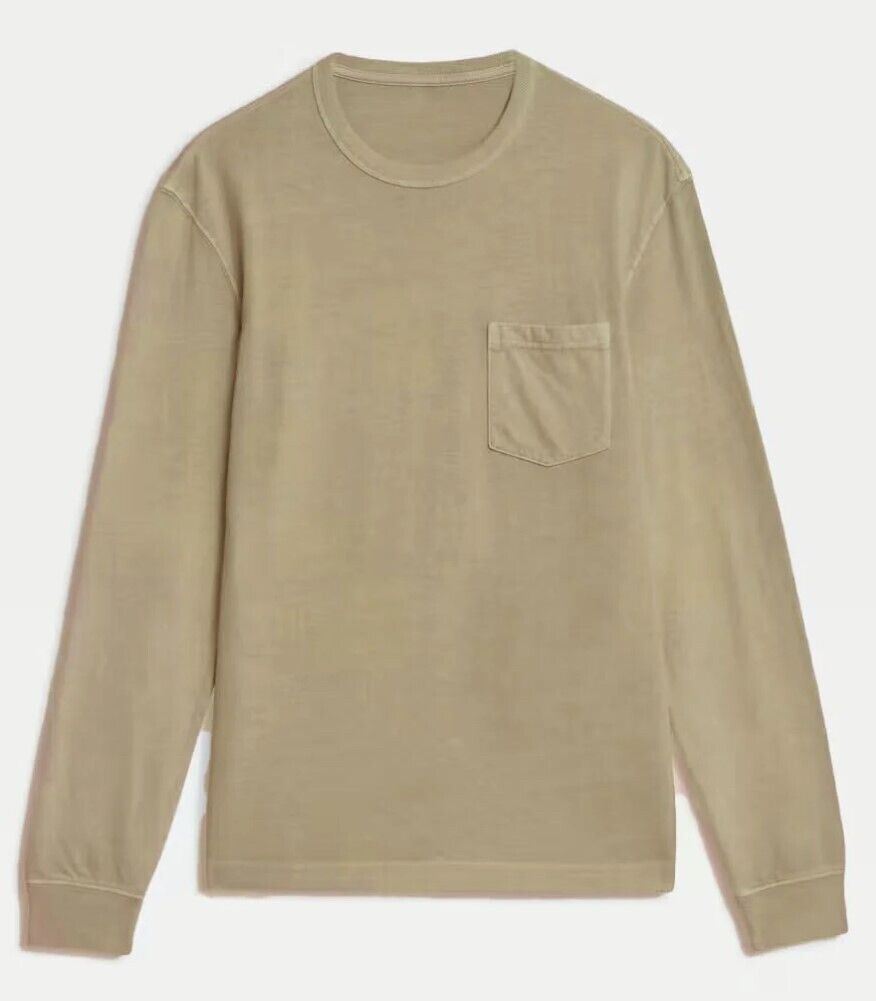 MENS M&S TOP SWEATSHIRT PURE COTTON CHEST POCKET LONG SLEEVE SOFT T-SHIRT - Picture 8 of 10