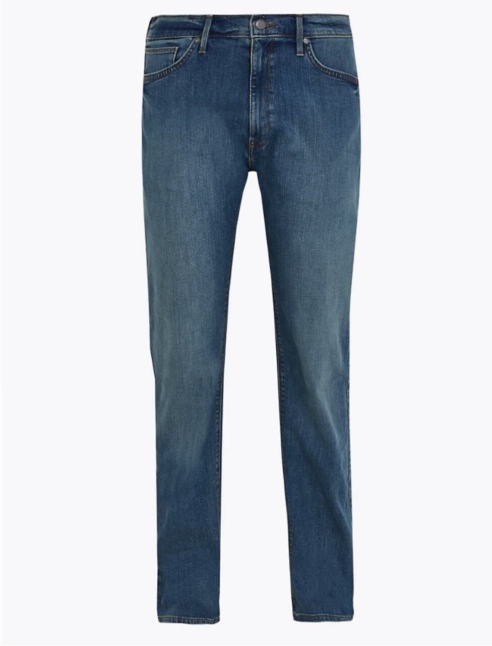 MENS M&S STRAIGHT FIT JEAN COTTON RICH DENIM BLUE PANT TROUSER STRETCH SIZES 551 - Picture 4 of 4