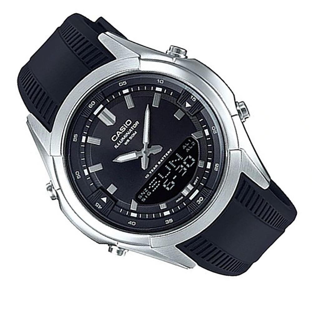 Casio Men's Analogue - Digital WR 50m Black Resin Band ...