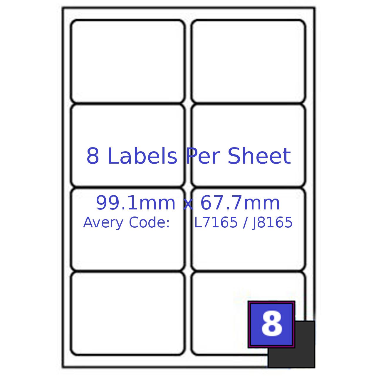 8 Labels Per A4 Sheet 99.1 x 67.7mm White Address Self Adhesive Inkjet Laser - Picture 7 of 19