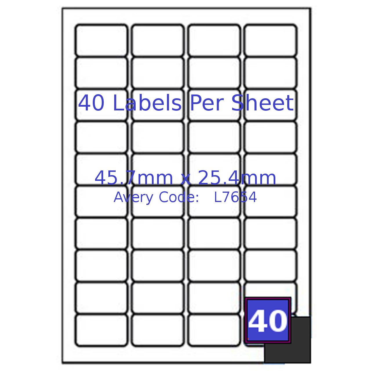 40 Labels Per A4 Sheet 45.7 x 25.4mm White Address Self Adhesive Inkjet Laser - Picture 14 of 19