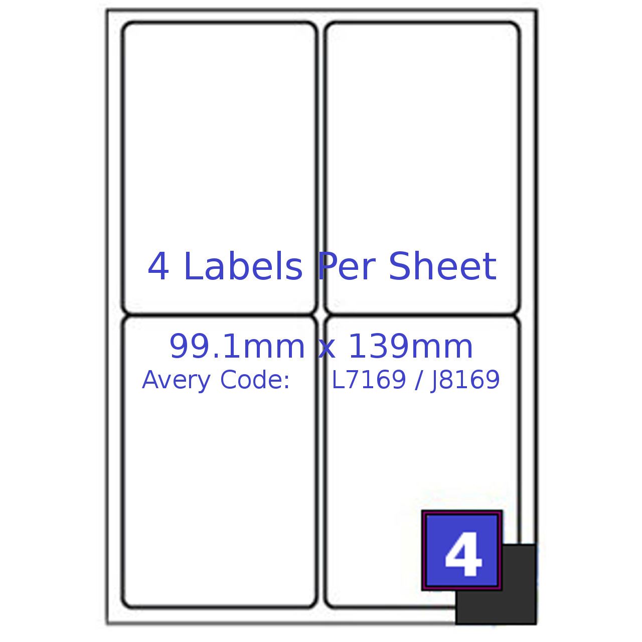 4 Labels Per A4 Sheet 99.1 x 139mm White Address Self Adhesive Inkjet Laser - Picture 12 of 19