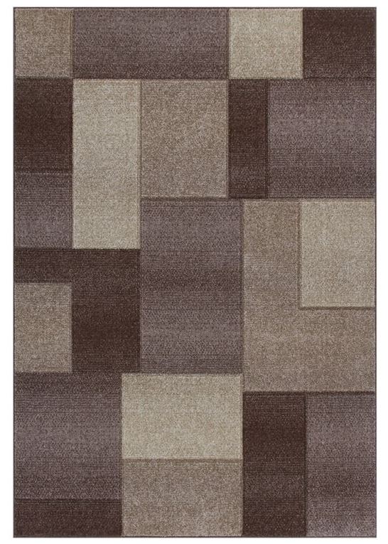 160cm x 230cm DARK BROWN, LIGHT BROWN, CREAM Square Pattern Household