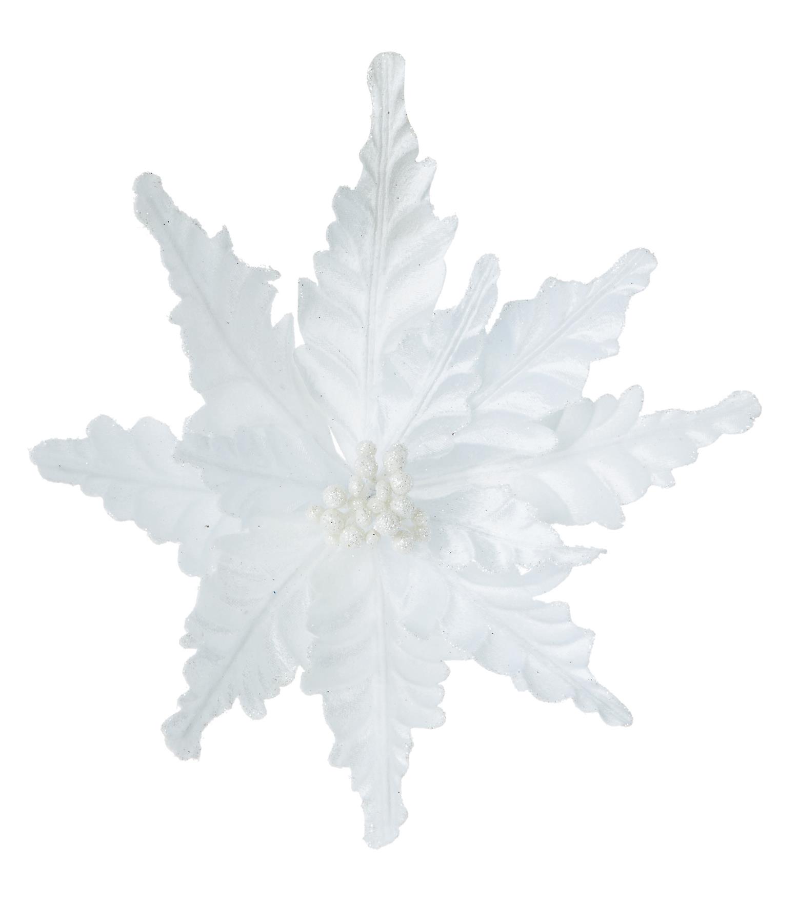 Glitter Poinsettia Christmas Tree Wreath Decoration Clip On 9 Colour approx 34cm - Picture 10 of 10