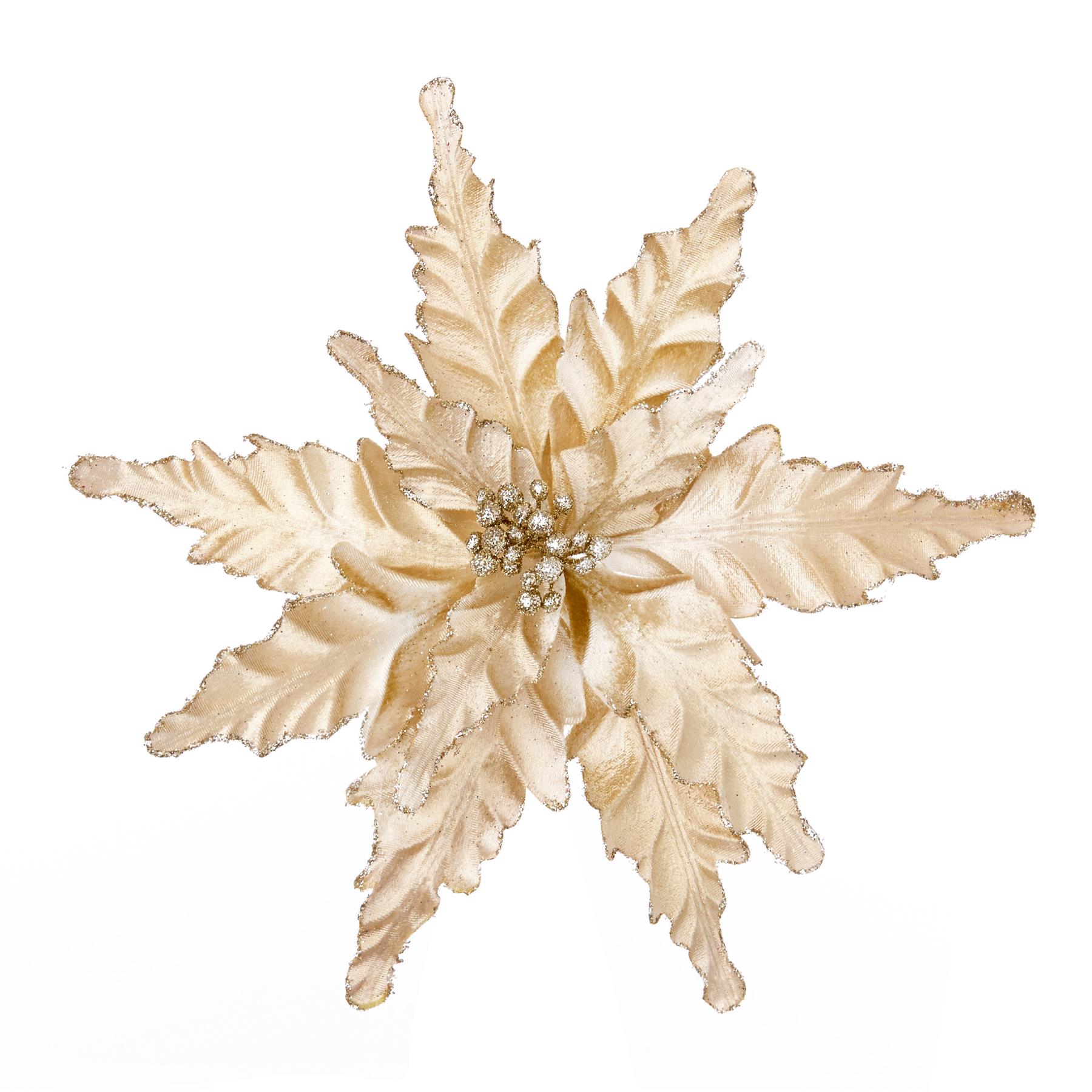 Glitter Poinsettia Christmas Tree Wreath Decoration Clip On 9 Colour approx 34cm - Picture 3 of 10