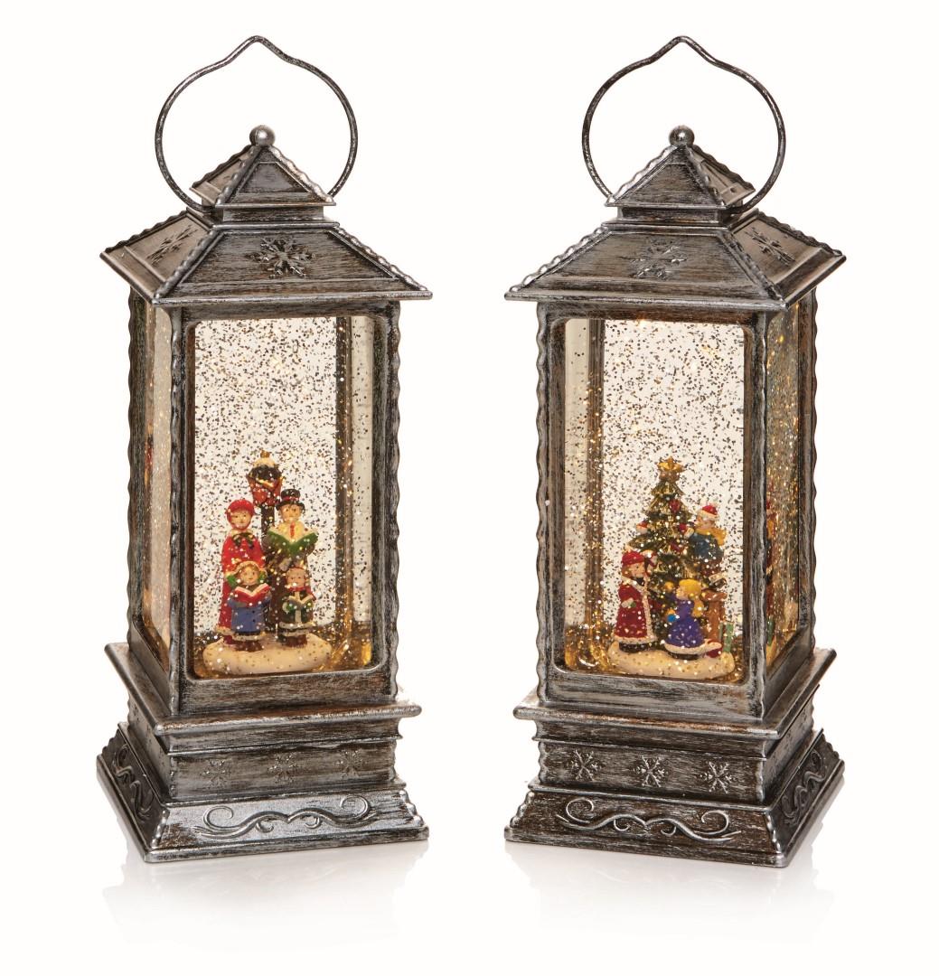 LIGHT UP 27cm Christmas LED Glitter Water Spinner LANTERN, 1 Selected