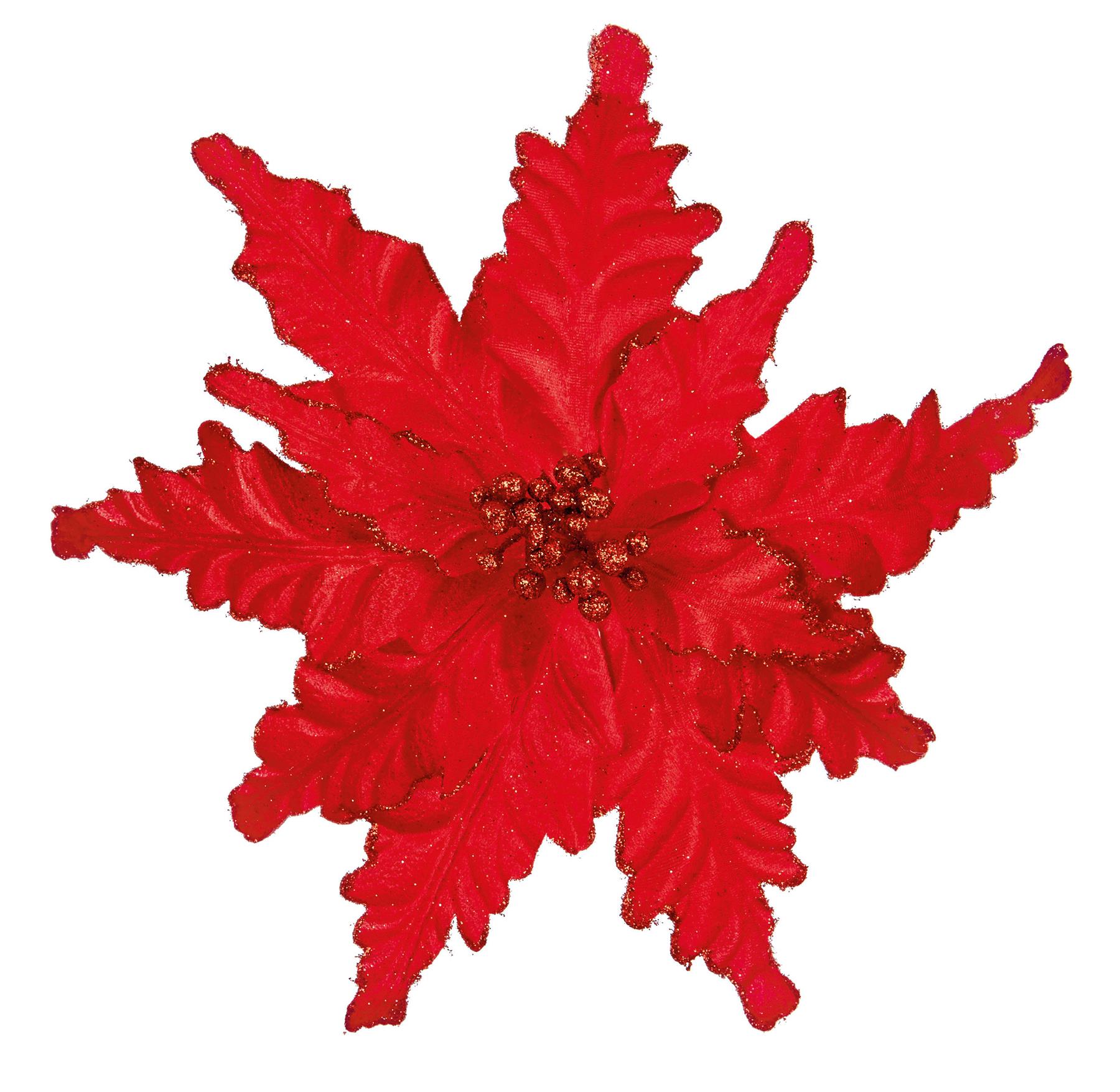 Glitter Poinsettia Christmas Tree Wreath Decoration Clip On 9 Colour approx 34cm - Picture 8 of 10
