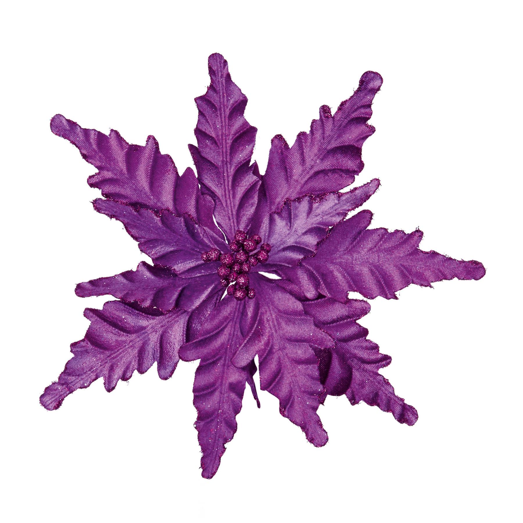 Glitter Poinsettia Christmas Tree Wreath Decoration Clip On 9 Colour approx 34cm - Picture 7 of 10