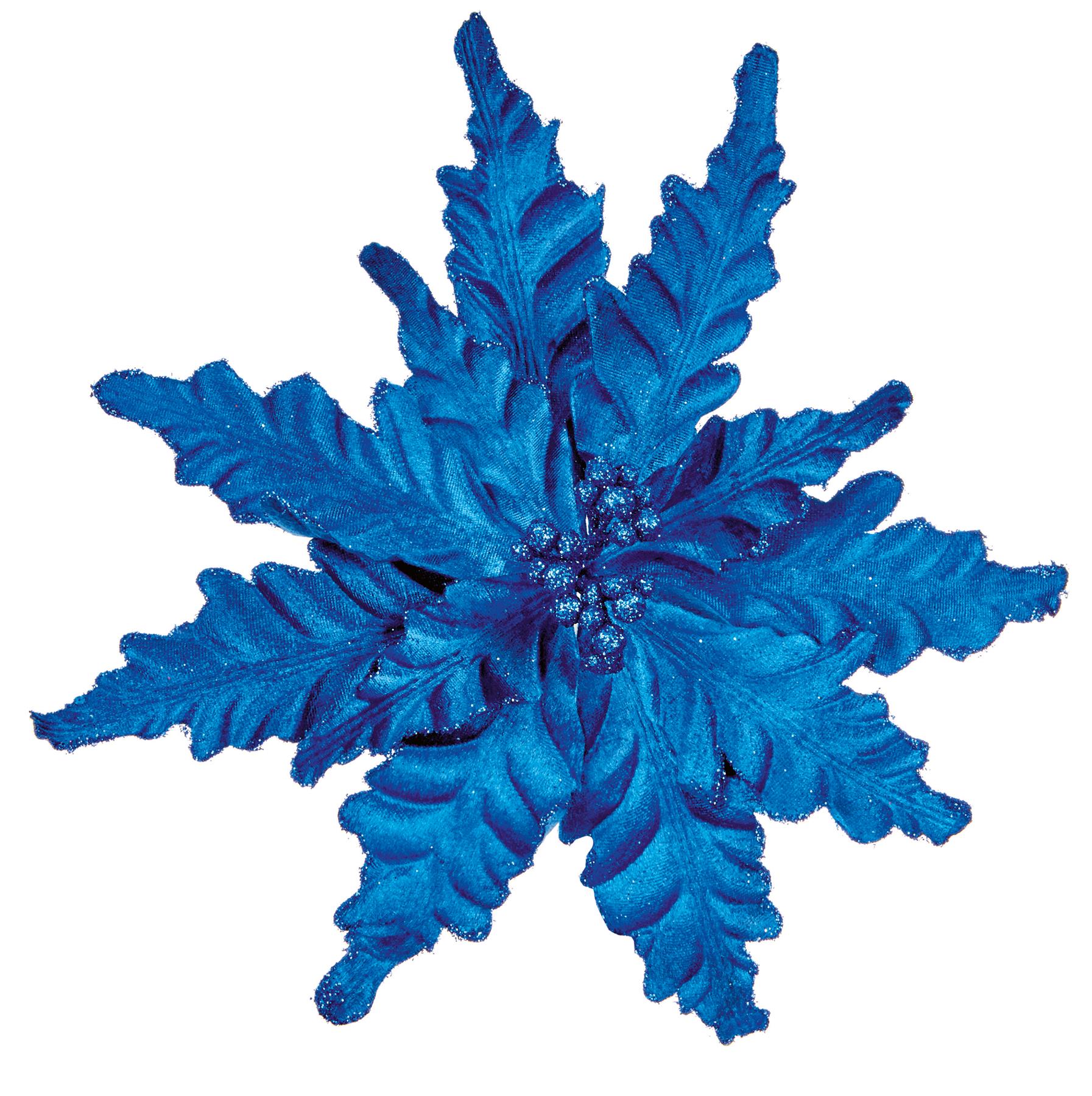 Glitter Poinsettia Christmas Tree Wreath Decoration Clip On 9 Colour approx 34cm - Picture 2 of 10