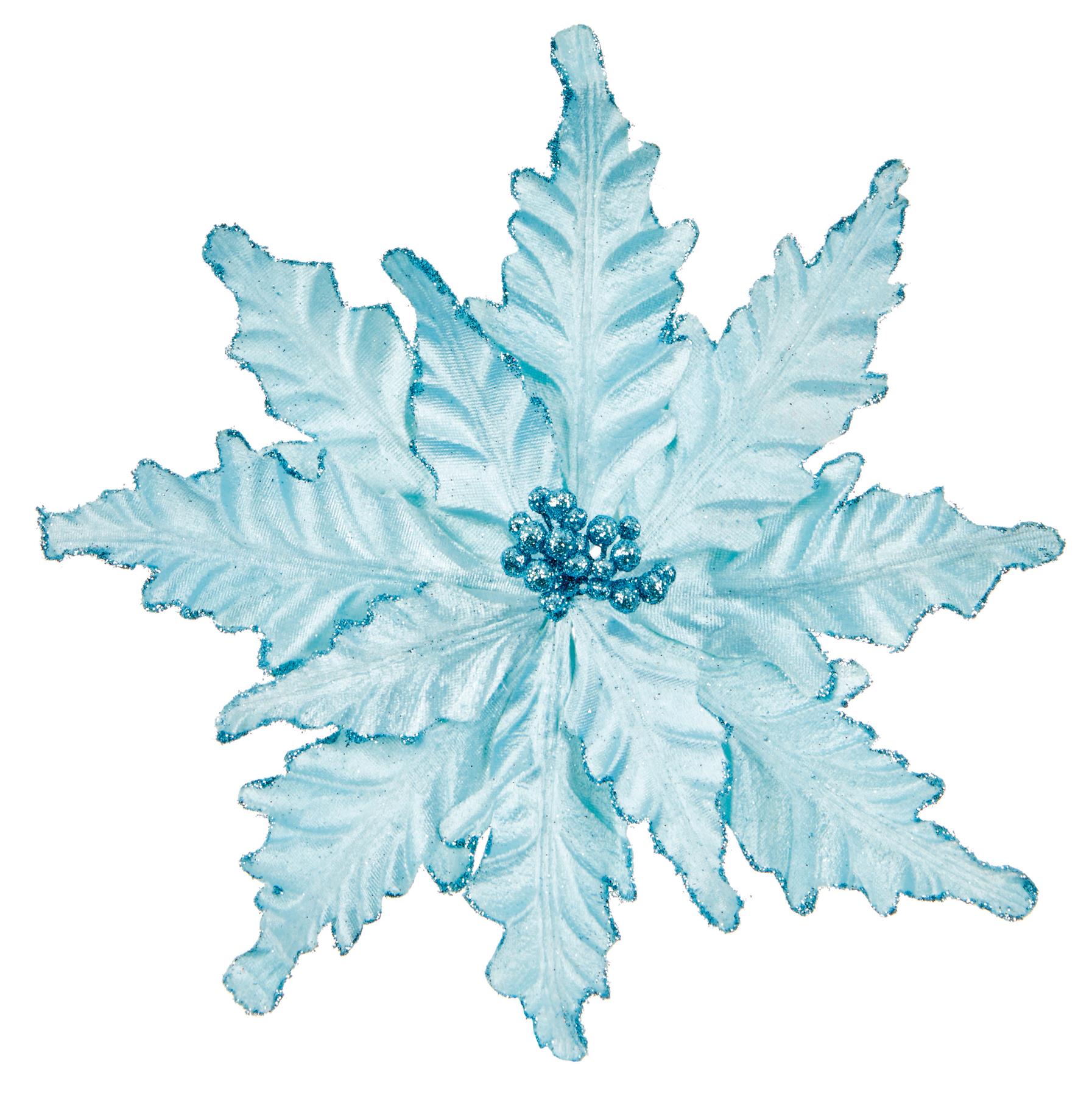 Glitter Poinsettia Christmas Tree Wreath Decoration Clip On 9 Colour approx 34cm - Picture 5 of 10