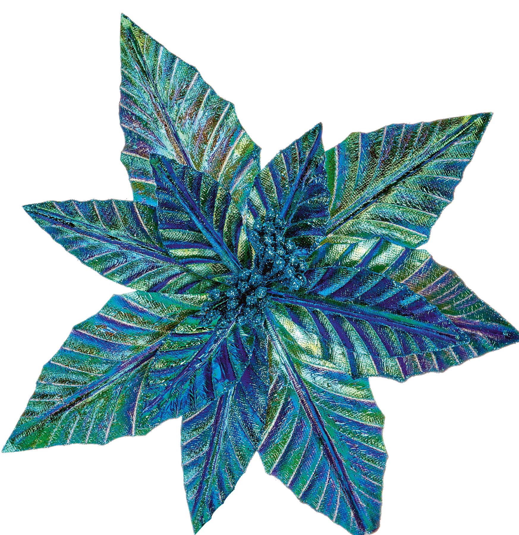Glitter Poinsettia Christmas Tree Wreath Decoration Clip On 9 Colour approx 34cm - Picture 6 of 10