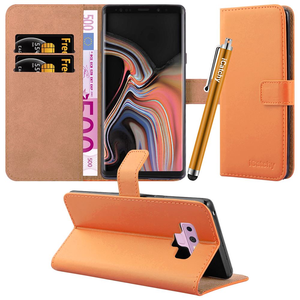 Galaxy Note 9 Case, Leather Wallet Flip Book Stand View Card Holder