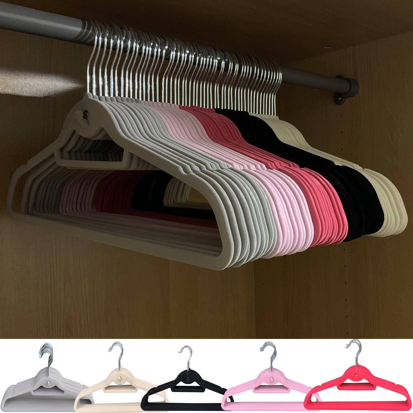 50PACK NON SLIP FLOCKED COAT CLOTHES HANGERS VELVET TROUSER HANGING