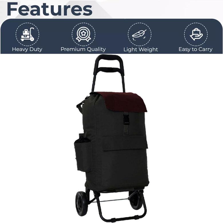 Lightweight Folding Shopping Trolley 2 Wheels Insulated Bag Luggage Grocery Cart - Picture 12 of 12
