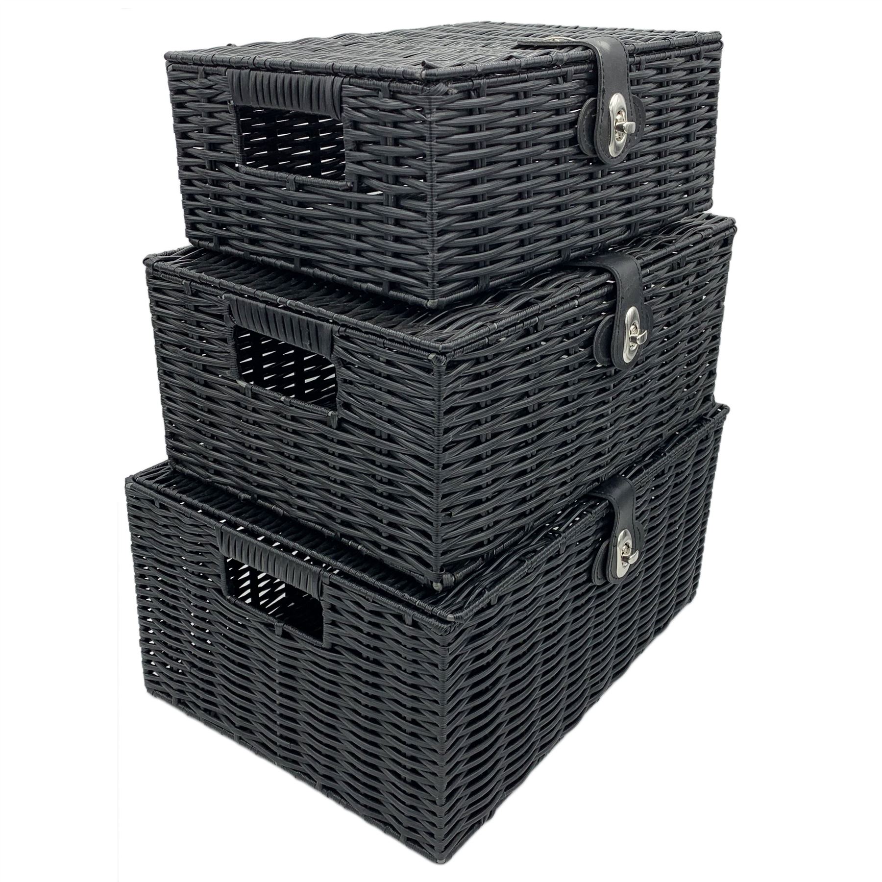 Faboer conjunto de 3 cestas de almacenamiento de tejido Resina Mimbre