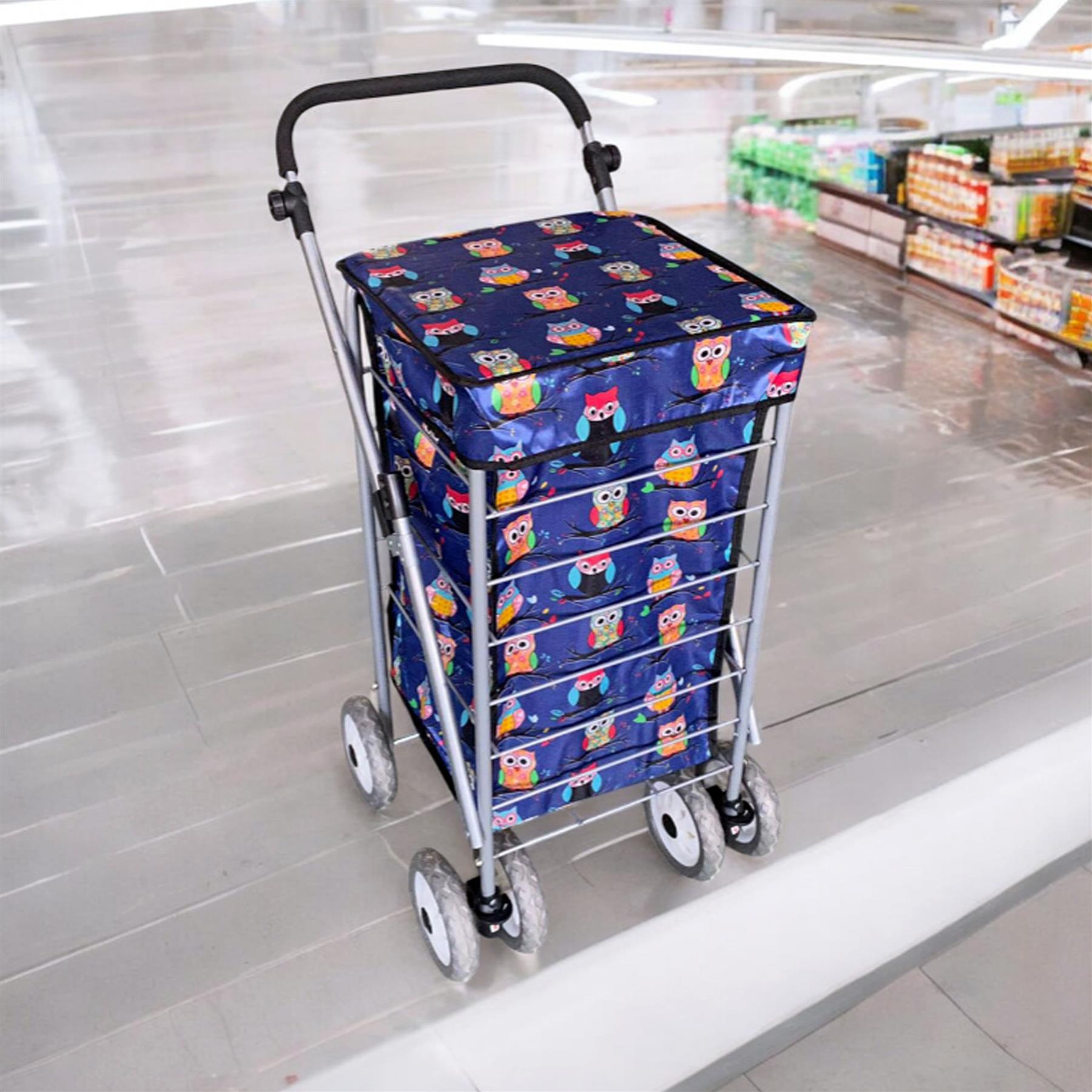 Large 6 Wheels Shopping Trolley Folding Cart Lightweight Travel Grocery Trolley - Picture 13 of 20