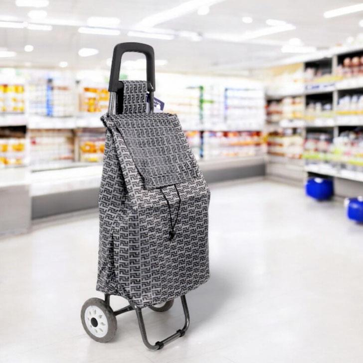 50L Shopping Trolley Large Lightweight Folding Waterproof Bag 2 Wheels Roll Cart - Picture 9 of 18