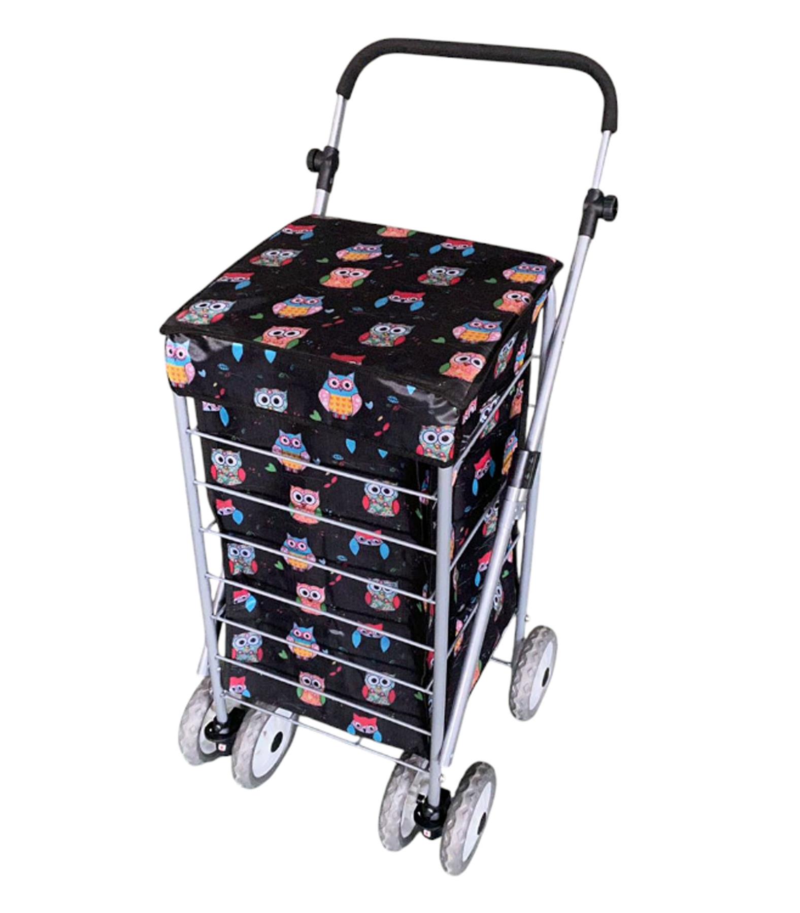 Large 6 Wheels Shopping Trolley Folding Cart Lightweight Travel Grocery Trolley - Picture 9 of 20