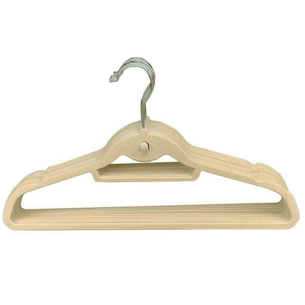 NON SLIP FLOCKED COAT CLOTHES HANGERS VELVET TROUSER HANGING SPACE SAVING HANGER - Picture 7 of 10