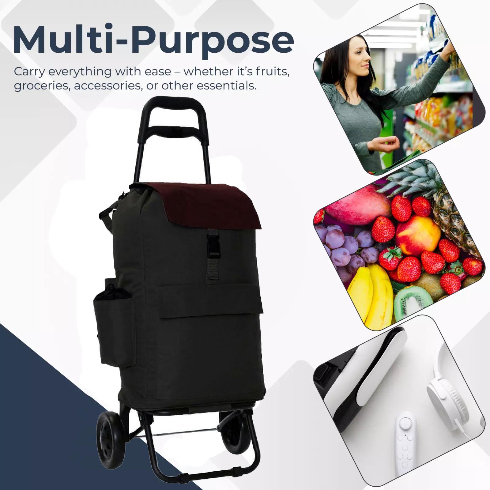 Lightweight Folding Shopping Trolley 2 Wheels Insulated Bag Luggage Grocery Cart - Picture 11 of 12