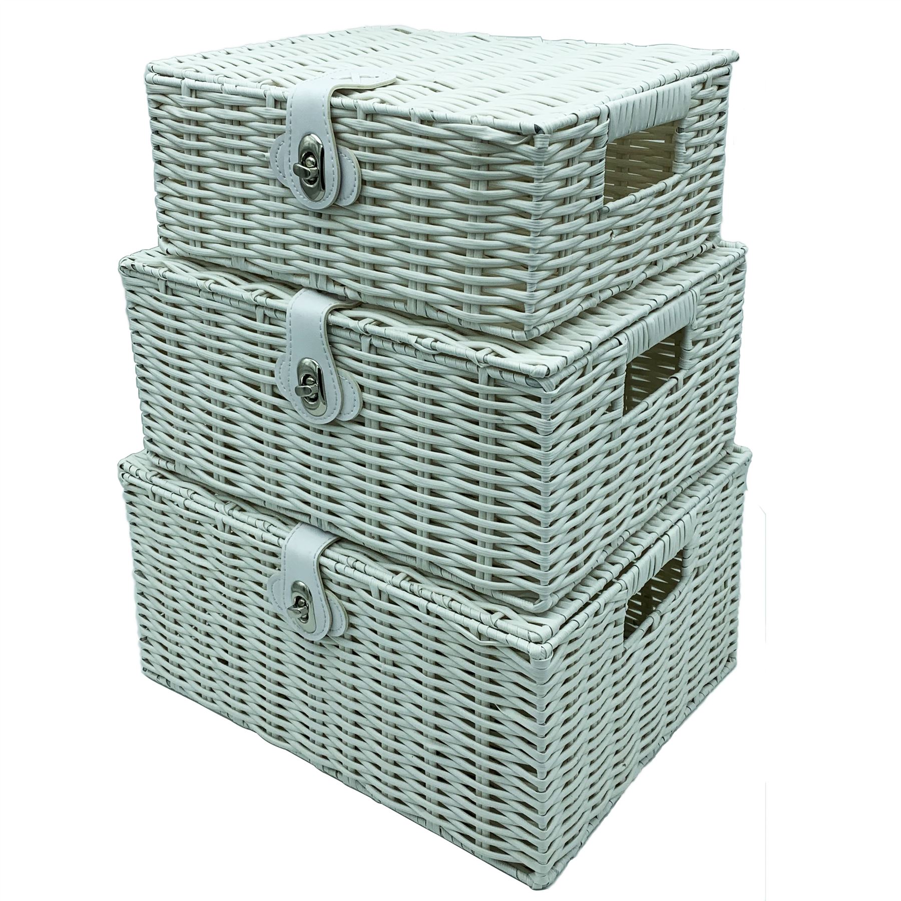 Faboer conjunto de 3 cestas de almacenamiento de tejido Resina Mimbre