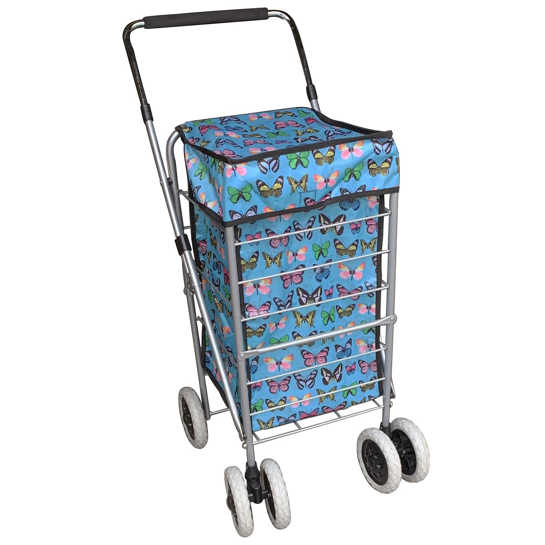 Foldaway 2-Wheel Shopping Trolley - 47L Grocery Carrier Bag With Wheels, Collapsible Design