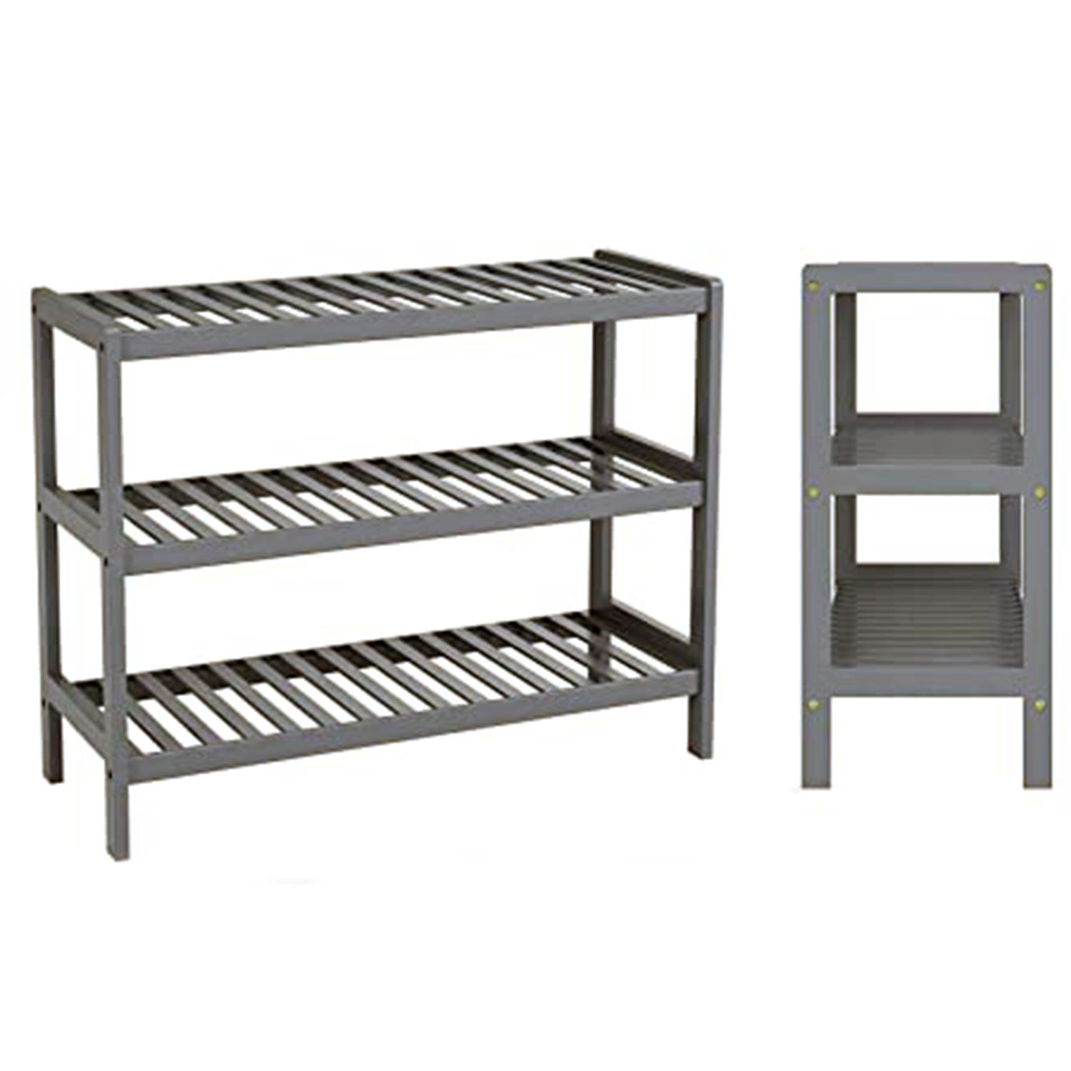 2/3 TIER BAMBOO SHOE FOOTWEAR RACK ORGANISER WOODEN STORAGE SHELVES STAND SHELF - Picture 7 of 14