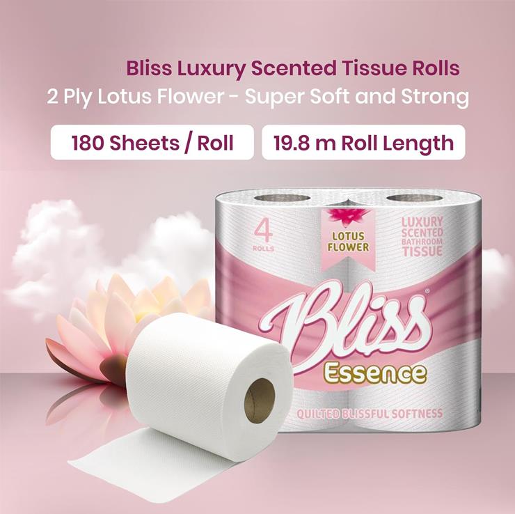 40 x Bliss Essence Scented Luxury Quilted 2Ply Bathroom Toilet Tissue Paper Roll - Picture 7 of 15