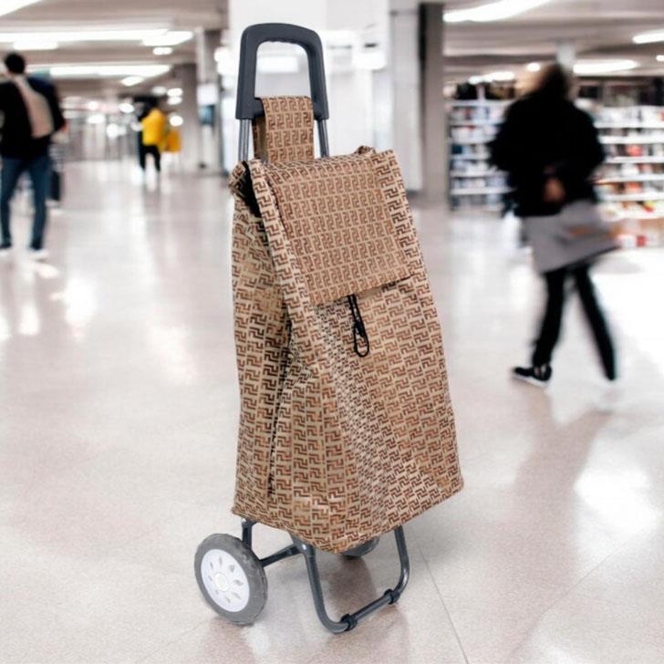 50L Shopping Trolley Large Lightweight Folding Waterproof Bag 2 Wheels Roll Cart - Picture 14 of 18