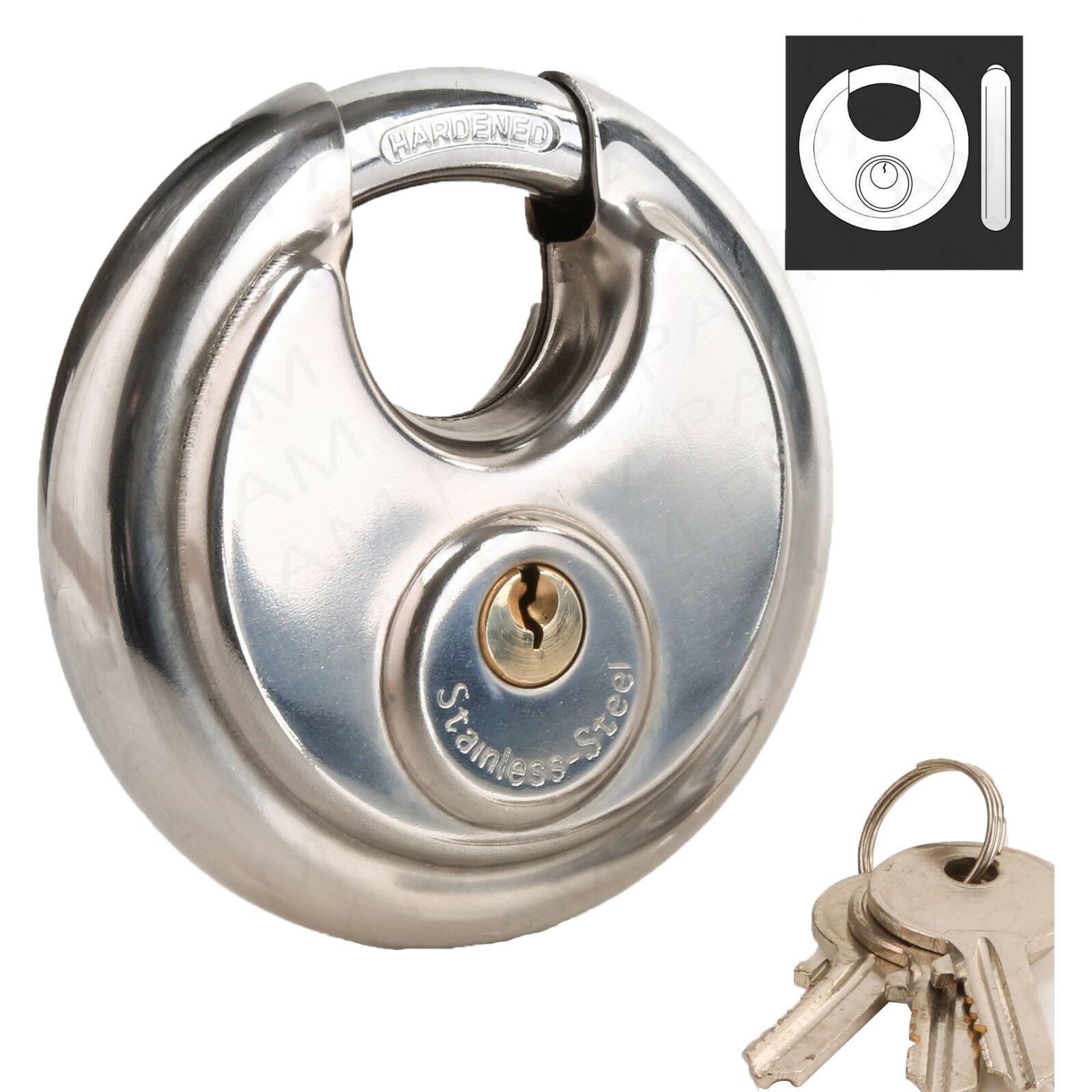 50Mm Round Steel Disc Padlock Door Circular Discus Hardened Shackle Disc Lock