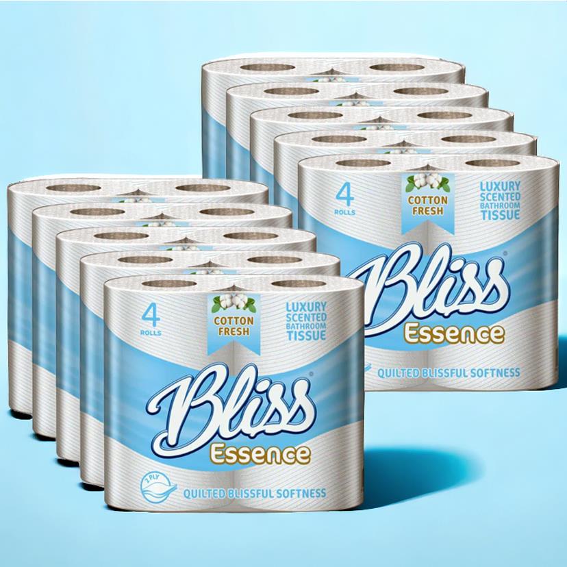 40 x Bliss Essence Scented Luxury Quilted 2Ply Bathroom Toilet Tissue Paper Roll - Picture 2 of 15