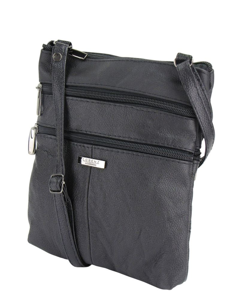 Mens Ladies Small Canvas Shoulder Cross Body Bag in Black by Lorenz