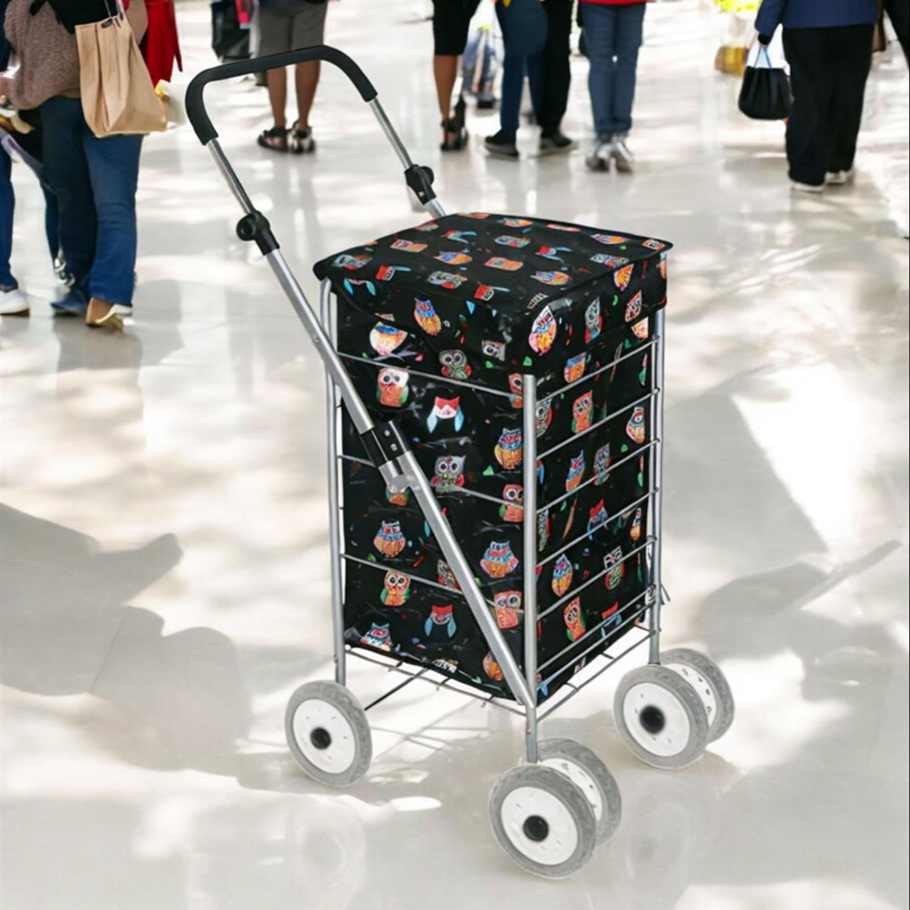 Large 6 Wheels Shopping Trolley Folding Cart Lightweight Travel Grocery Trolley - Picture 8 of 20