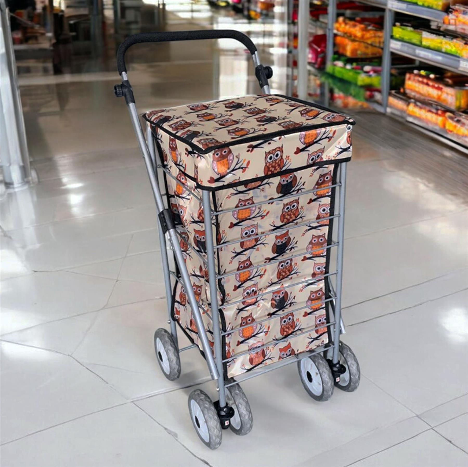 Large 6 Wheels Shopping Trolley Folding Cart Lightweight Travel Grocery Trolley - Picture 2 of 20
