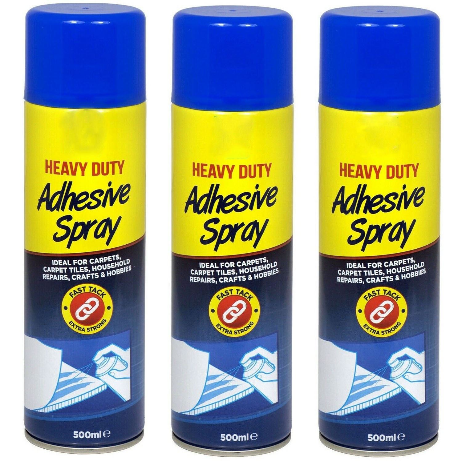 PACK OF 3 x HEAVY DUTY MULTI PURPOSE SPRAY ADHESIVE GLUE FOR FABRIC CARPET 500ML eBay