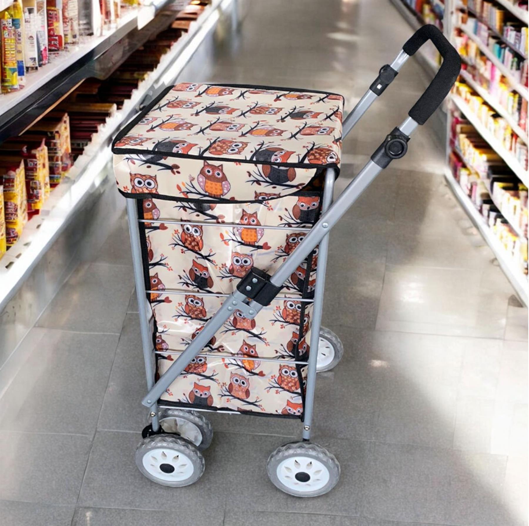 Large 6 Wheels Shopping Trolley Folding Cart Lightweight Travel Grocery Trolley - Picture 7 of 20