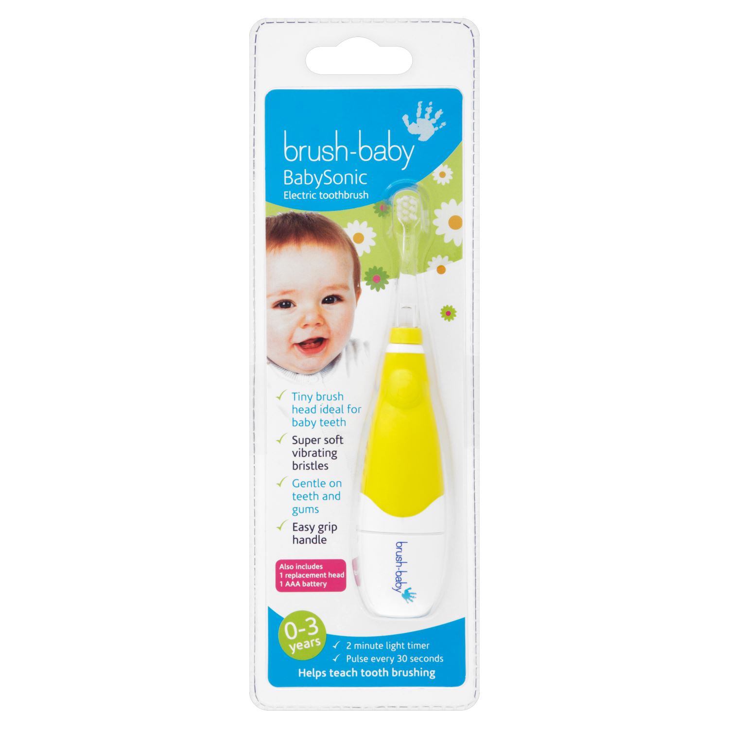 BRUSH BABY BABYSONIC Electric Toothbrush 2 heads New with battery 03