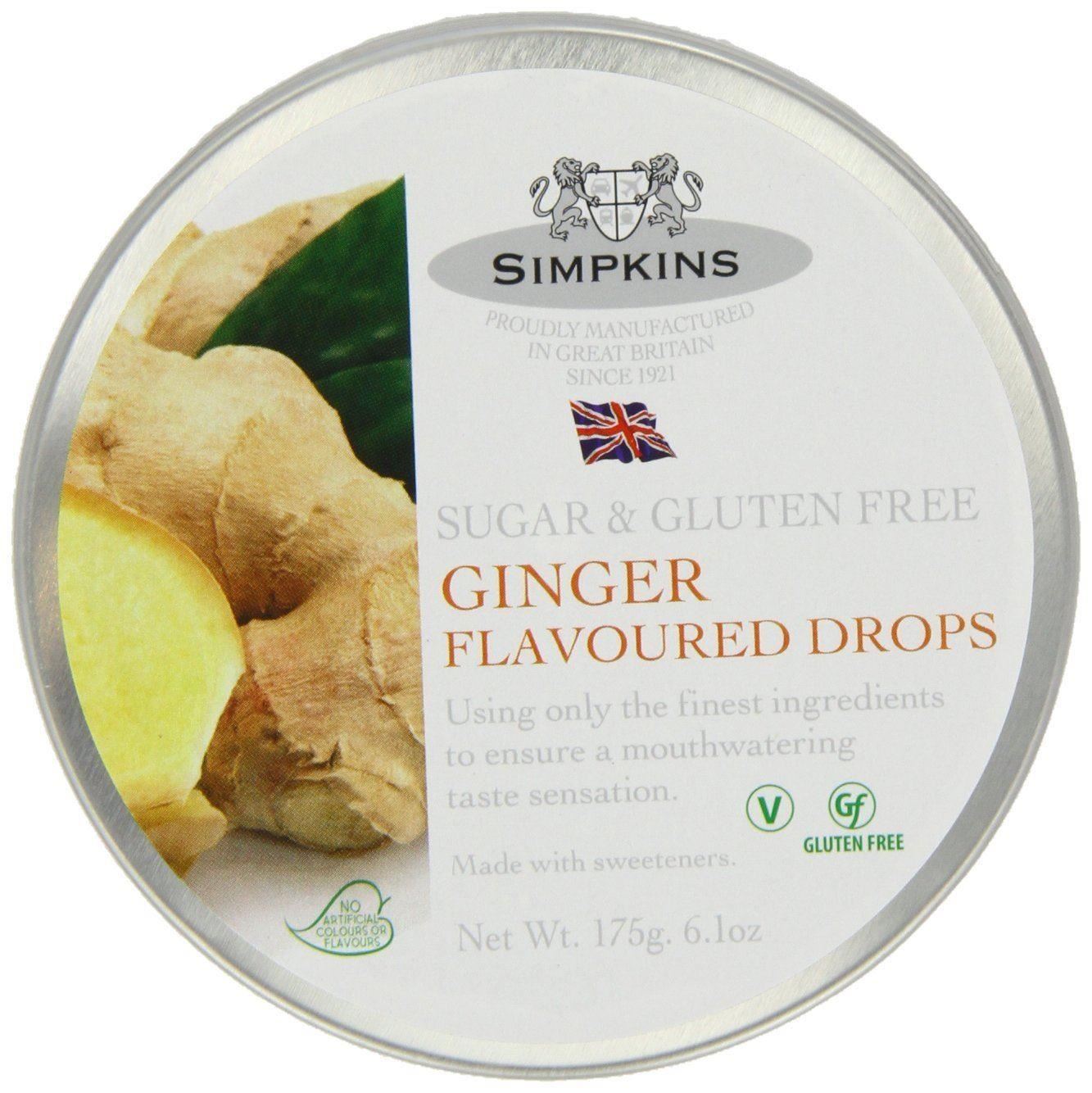 Simpkins Ginger Drops Sugar Free Gluten Travel Sweets 175g 1 2 3 6 12