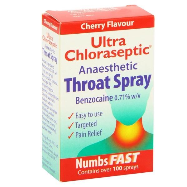 ULTRA CHLORASEPTIC ANAESTHETIC Throat Spray Numbs Fast Relief Sore