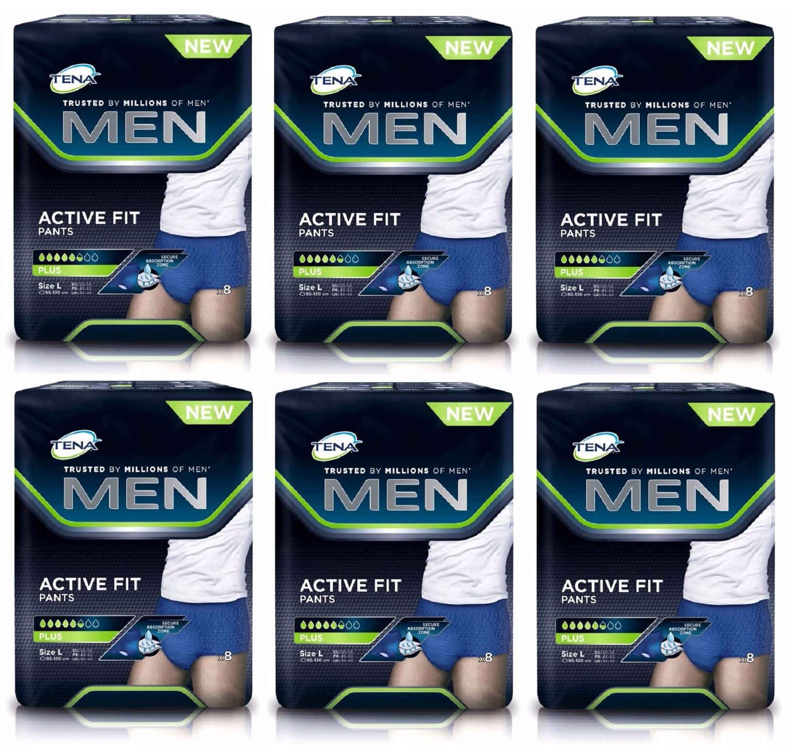 Tena Men Active Fit Pants Plus Size Large 8 Pack 1 2 3 6 12 Packs eBay