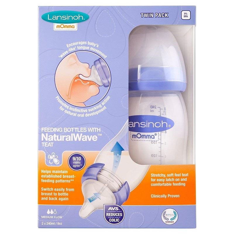 Twin Pack 1 2 3 6 12 Packs Lansinoh Feeding Bottle NaturalWave 240ml