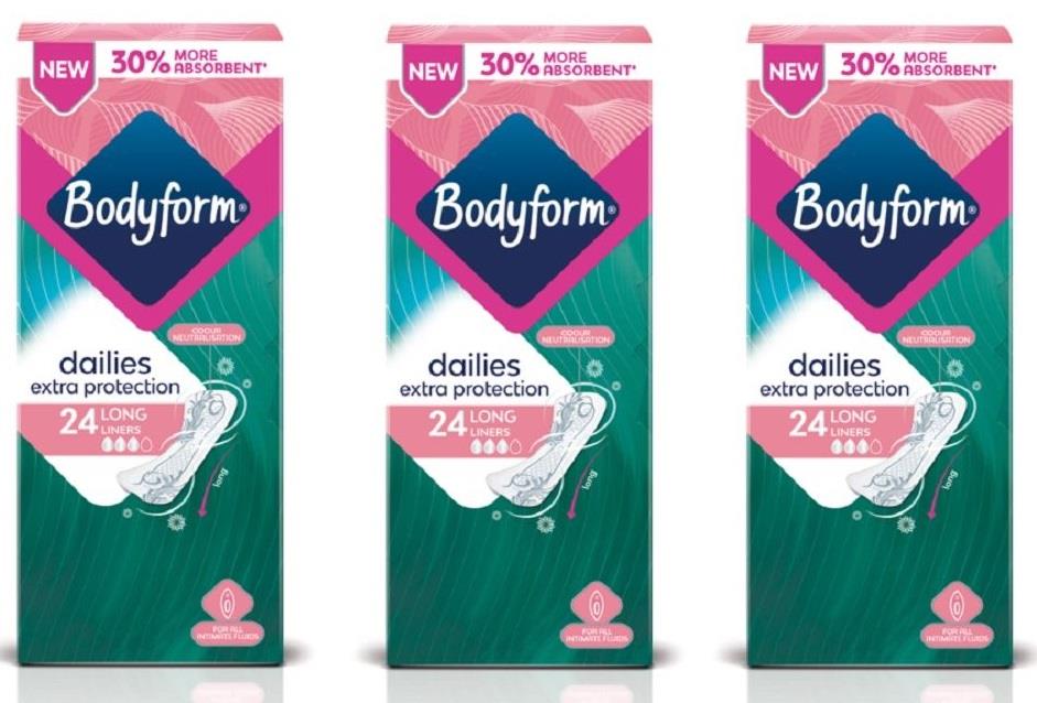 Pantyliners Intimate Hygiene Pack of 2 multiple Bodyform Extra Long