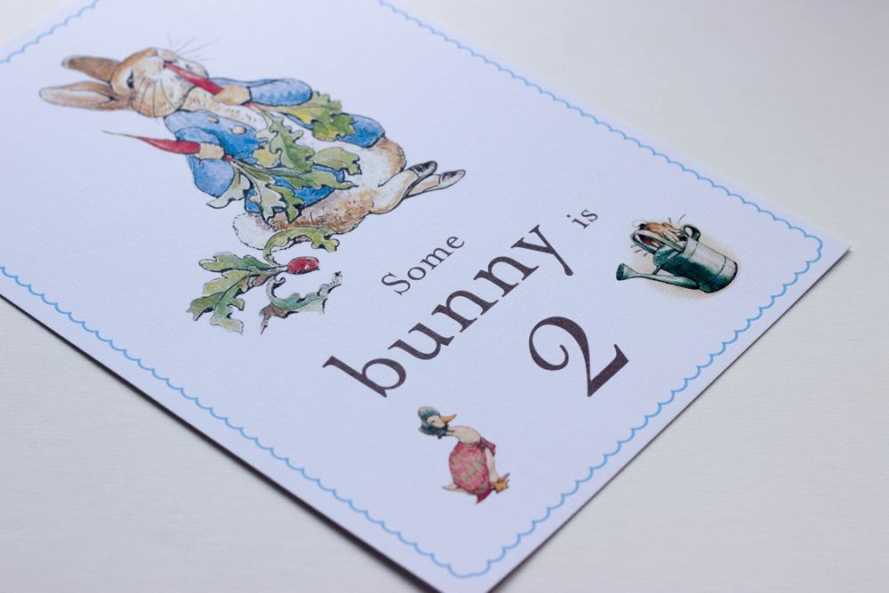 Peter Rabbit /'Some Bunny is 4/' Card and Easel 4th Birthday Decoration