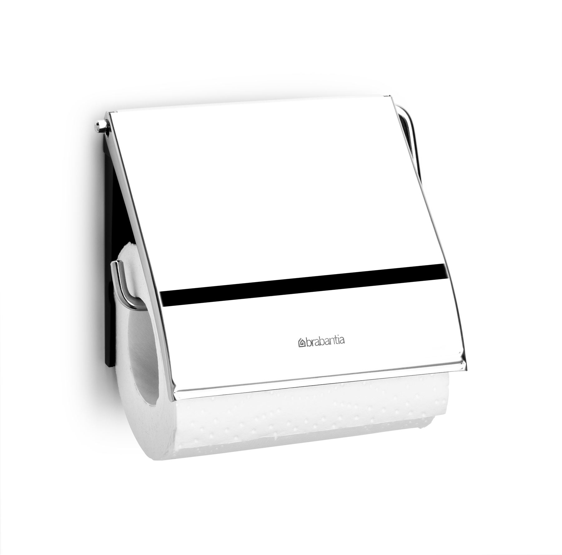 BRABANTIA WALL MOUNTED CHROME BRILLIANT STEEL PAPER TOILET ROLL HOLDER