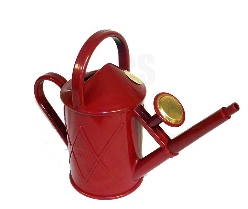 HAWS HERITAGE INDOOR 1 LITRE PLASTIC WATERING CAN FOIL BRASS ROSE RED