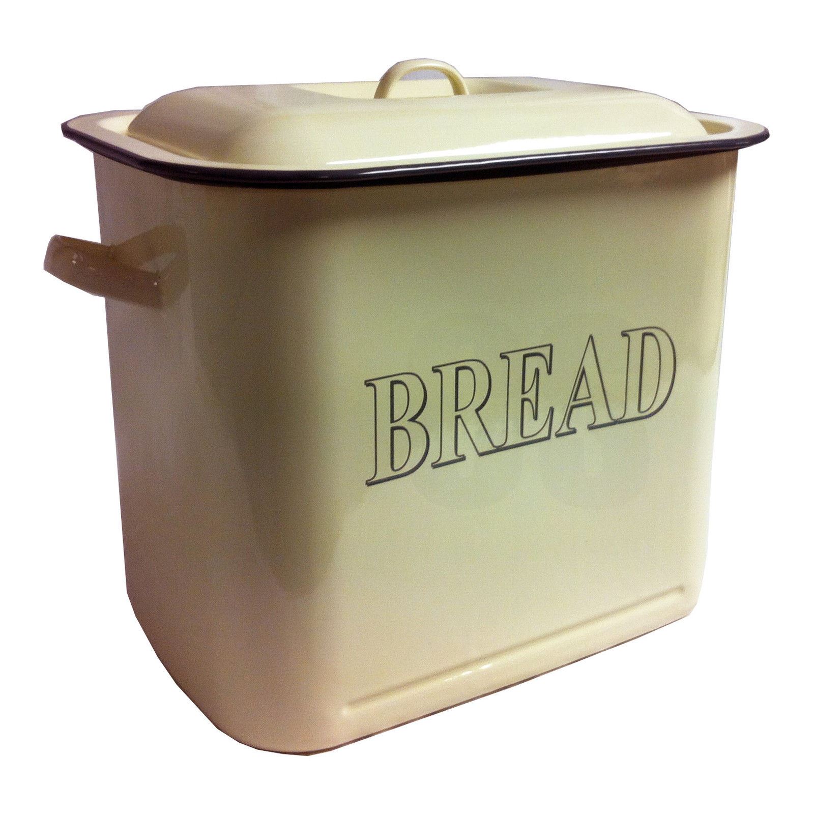 FALCON ENAMEL 34CM OBLONG BREAD BIN WITH LID CREAM FREE UK POSTAGE