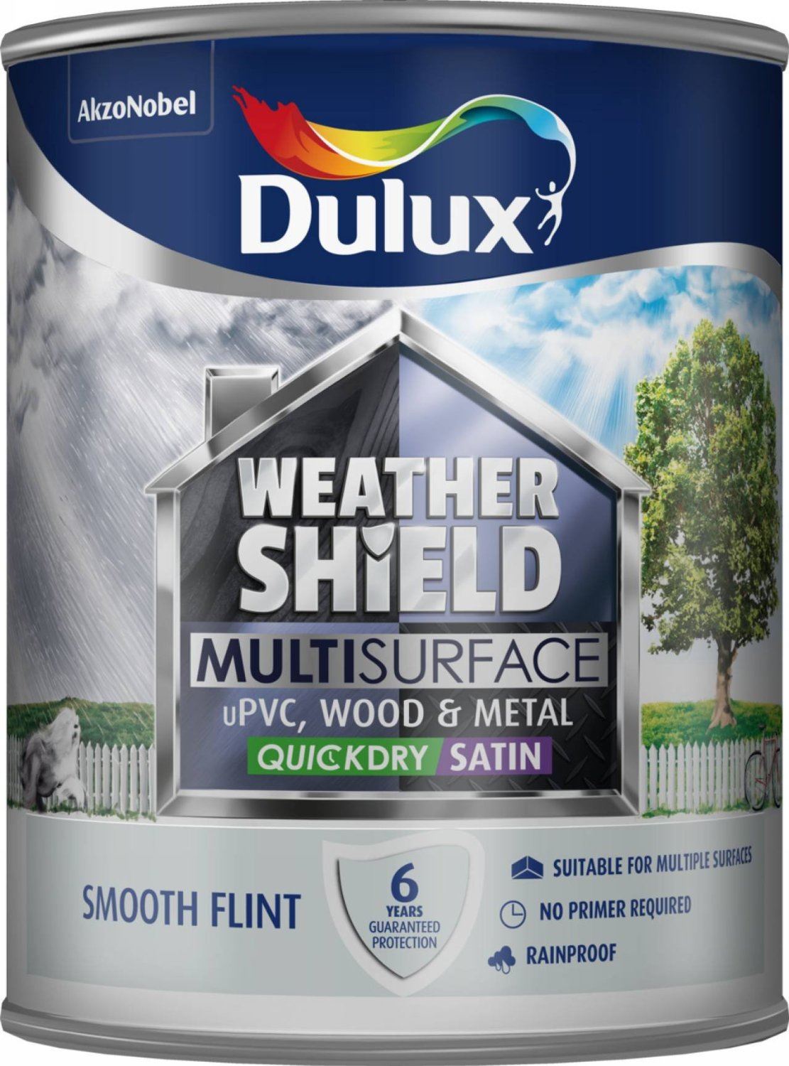 Dulux Weathershield Quick Dry Multi Surface Paint Satin Smooth Flint