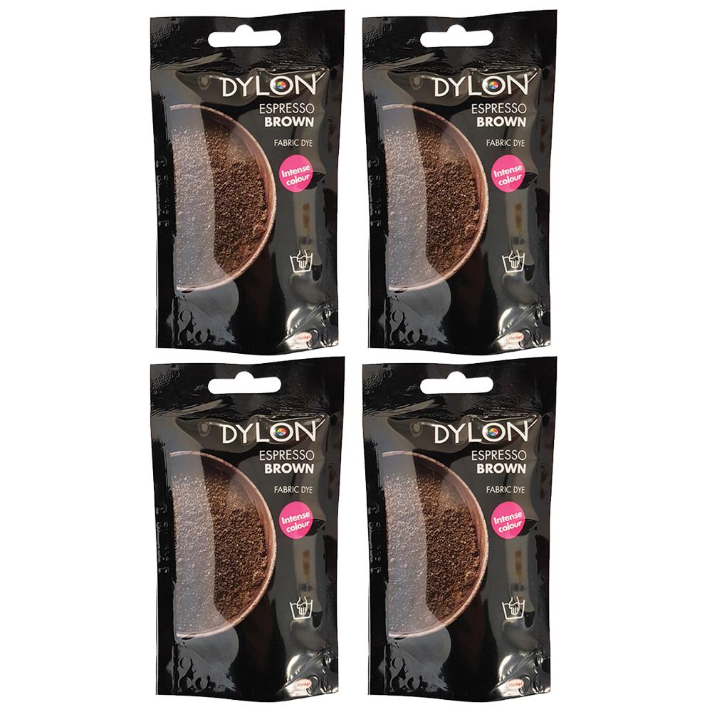4 X PACKS OF ESPRESSO BROWN DYLON FABRIC & CLOTHES DYE HAND USE 50g / 1