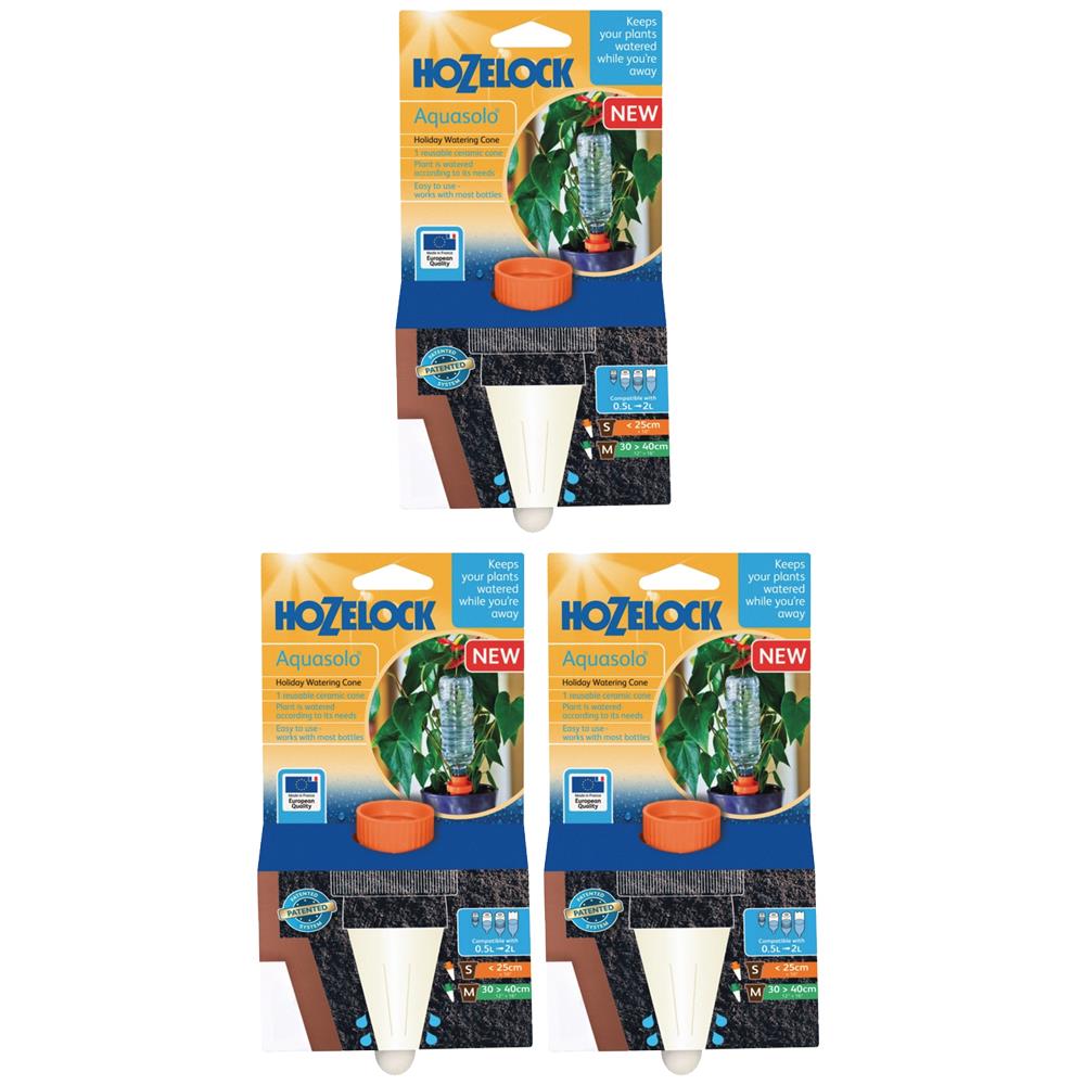 3 X Hozelock Aquasolo Plant Feeder Watering Cone Plastic Screw